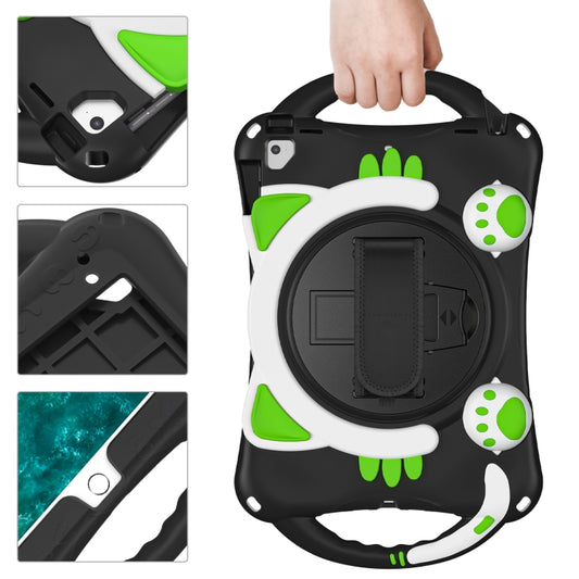 Cute Cat King Kids Shockproof Silicone Tablet Case with Holder & Shoulder Strap & Handle For iPad 9.7 2018 / 2017 / Air / Air 2 / Pro 9.7(Black Green) - iPad 9.7 (2018) & (2017) Cases by buy2fix | Online Shopping UK | buy2fix