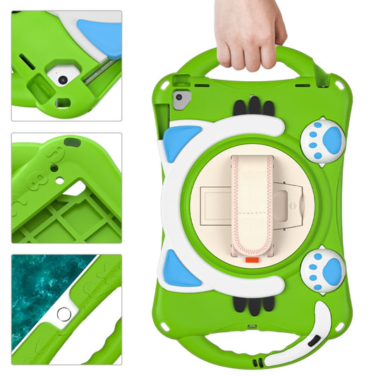 Cute Cat King Kids Shockproof Silicone Tablet Case with Holder & Shoulder Strap & Handle For iPad 9.7 2018 / 2017 / Air / Air 2 / Pro 9.7(Green) - iPad 9.7 (2018) & (2017) Cases by buy2fix | Online Shopping UK | buy2fix