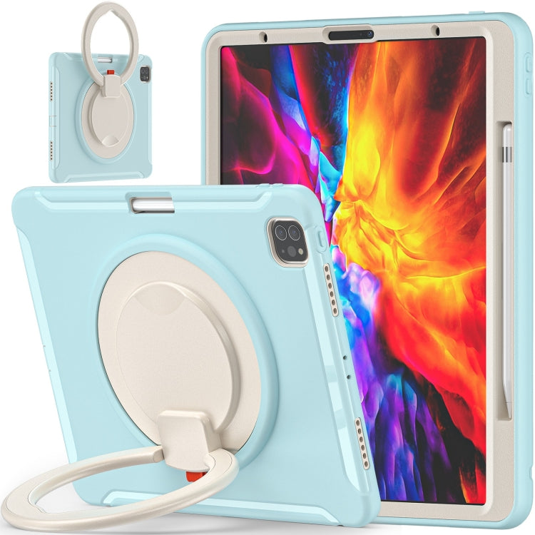 Shockproof TPU + PC Protective Case with 360 Degree Rotation Foldable Handle Grip Holder & Pen Slot For iPad Pro 12.9 2020 / 2018(Ice Crystal Blue) - More iPad Cases by buy2fix | Online Shopping UK | buy2fix