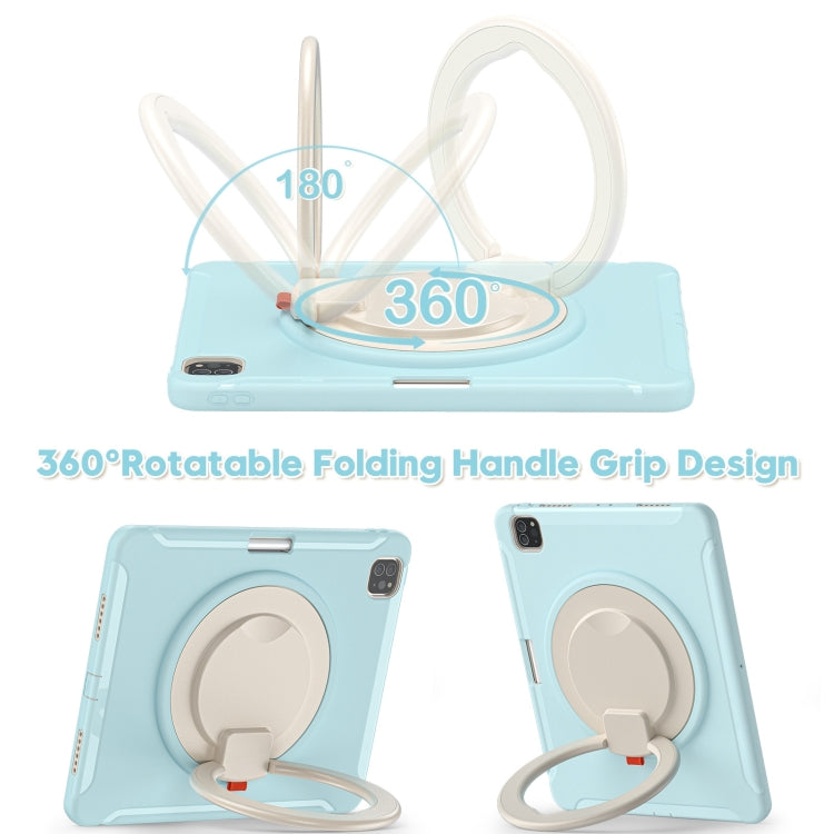 Shockproof TPU + PC Protective Case with 360 Degree Rotation Foldable Handle Grip Holder & Pen Slot For iPad Pro 12.9 2020 / 2018(Ice Crystal Blue) - More iPad Cases by buy2fix | Online Shopping UK | buy2fix