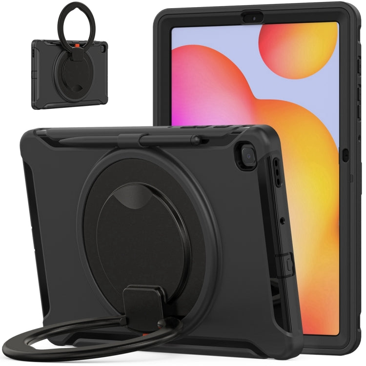 Shockproof TPU + PC Protective Case with 360 Degree Rotation Foldable Handle Grip Holder & Pen Slot For Samsung Galaxy Tab S6 Lite 10.4 inch P610(Black) - Tab S6 Lite P610 / P615 by buy2fix | Online Shopping UK | buy2fix