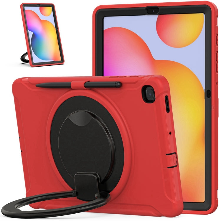 Shockproof TPU + PC Protective Case with 360 Degree Rotation Foldable Handle Grip Holder & Pen Slot For Samsung Galaxy Tab S6 Lite 10.4 inch P610(Red) - Tab S6 Lite P610 / P615 by buy2fix | Online Shopping UK | buy2fix