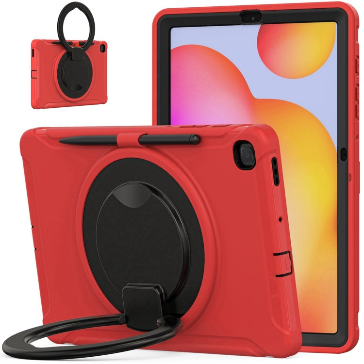 Shockproof TPU + PC Protective Case with 360 Degree Rotation Foldable Handle Grip Holder & Pen Slot For Samsung Galaxy Tab S6 Lite 10.4 inch P610(Red) - Tab S6 Lite P610 / P615 by buy2fix | Online Shopping UK | buy2fix