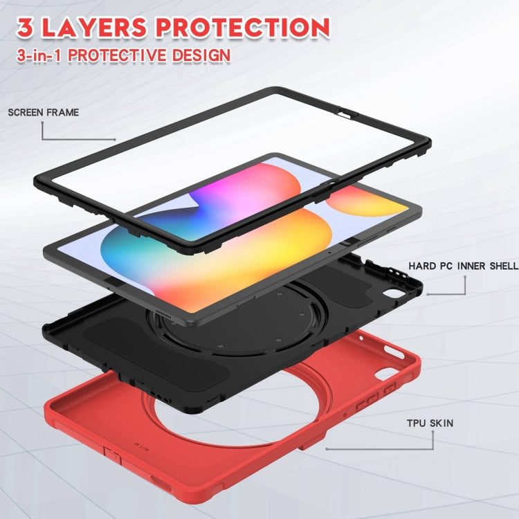 Shockproof TPU + PC Protective Case with 360 Degree Rotation Foldable Handle Grip Holder & Pen Slot For Samsung Galaxy Tab S6 Lite 10.4 inch P610(Red) - Tab S6 Lite P610 / P615 by buy2fix | Online Shopping UK | buy2fix
