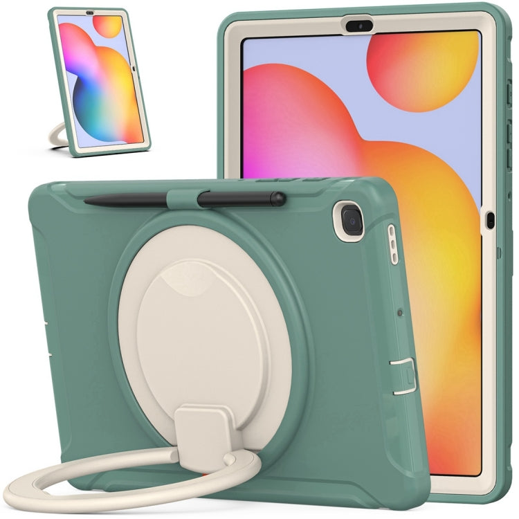 Shockproof TPU + PC Protective Case with 360 Degree Rotation Foldable Handle Grip Holder & Pen Slot For Samsung Galaxy Tab S6 Lite 10.4 inch P610(Emmerald Green) - Tab S6 Lite P610 / P615 by buy2fix | Online Shopping UK | buy2fix
