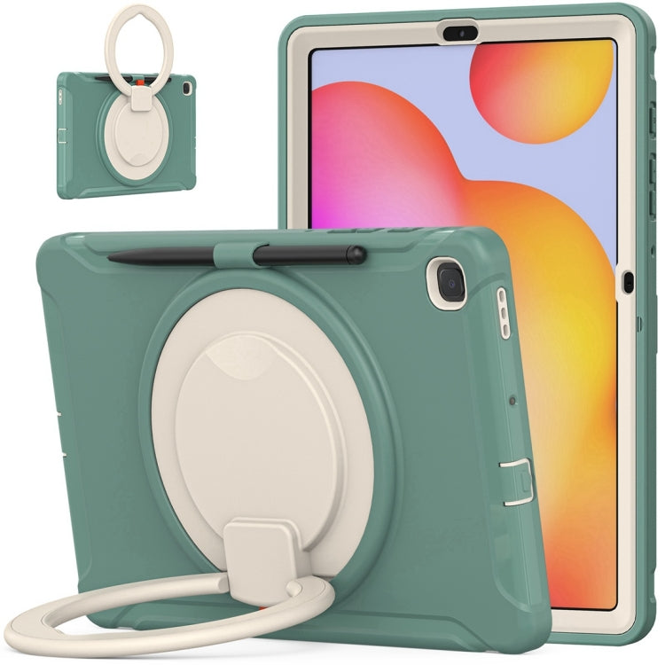 Shockproof TPU + PC Protective Case with 360 Degree Rotation Foldable Handle Grip Holder & Pen Slot For Samsung Galaxy Tab S6 Lite 10.4 inch P610(Emmerald Green) - Tab S6 Lite P610 / P615 by buy2fix | Online Shopping UK | buy2fix