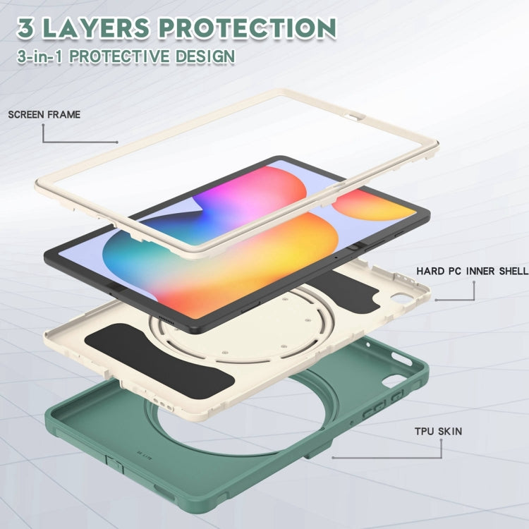 Shockproof TPU + PC Protective Case with 360 Degree Rotation Foldable Handle Grip Holder & Pen Slot For Samsung Galaxy Tab S6 Lite 10.4 inch P610(Emmerald Green) - Tab S6 Lite P610 / P615 by buy2fix | Online Shopping UK | buy2fix