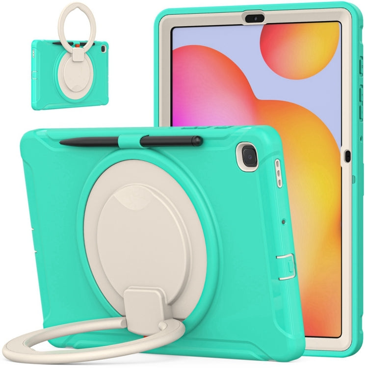 Shockproof TPU + PC Protective Case with 360 Degree Rotation Foldable Handle Grip Holder & Pen Slot For Samsung Galaxy Tab S6 Lite 10.4 inch P610(Mint Green) - Tab S6 Lite P610 / P615 by buy2fix | Online Shopping UK | buy2fix