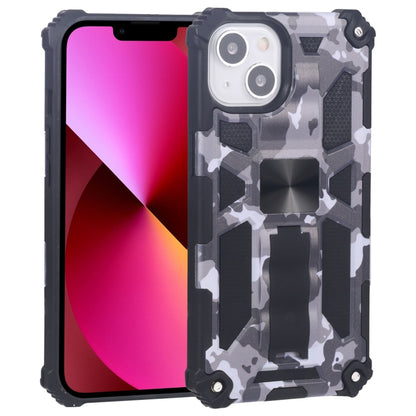 For iPhone 13 Camouflage Armor Kickstand TPU + PC Magnetic Phone Case (Grey) by buy2fix