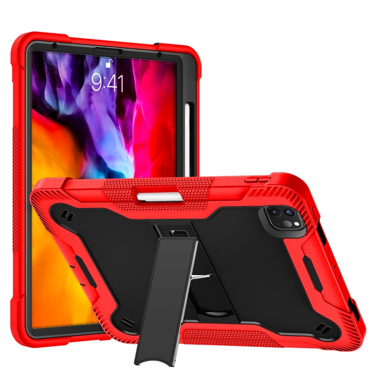 For iPad Pro 11 inch 2020 Silicone PC Shockproof Tablet Case with Holder (Red + Black) - iPad Pro 11 (2020) Cases by buy2fix | Online Shopping UK | buy2fix
