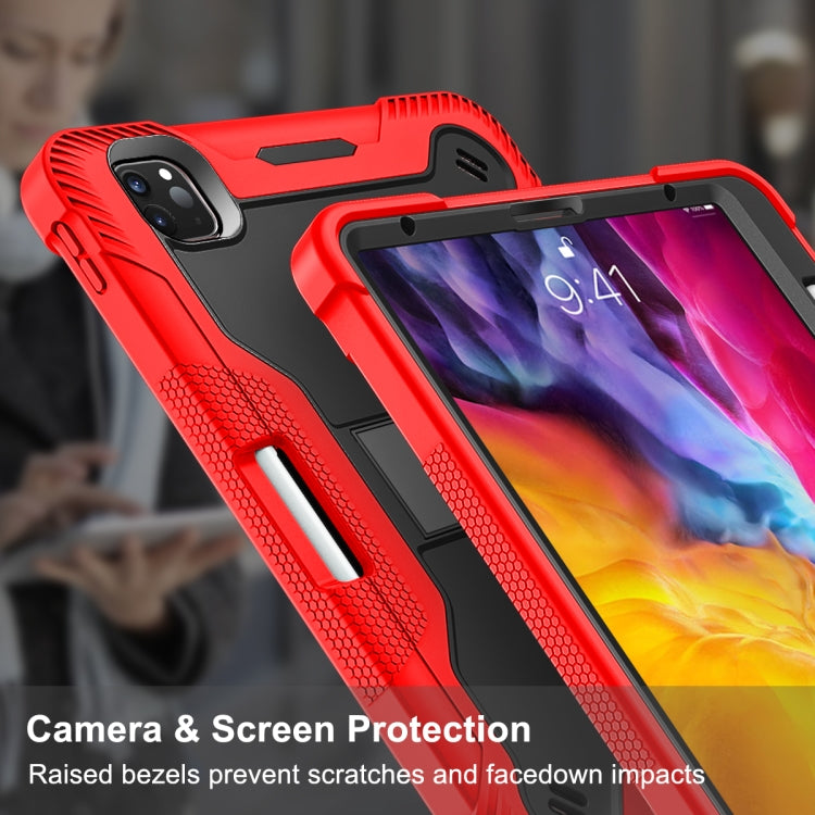 For iPad Pro 11 inch 2020 Silicone PC Shockproof Tablet Case with Holder (Red + Black) - iPad Pro 11 (2020) Cases by buy2fix | Online Shopping UK | buy2fix