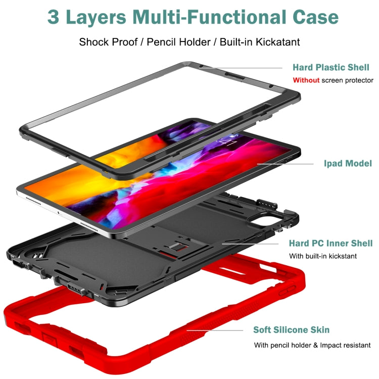 For iPad Pro 11 inch 2020 Silicone PC Shockproof Tablet Case with Holder (Red + Black) - iPad Pro 11 (2020) Cases by buy2fix | Online Shopping UK | buy2fix