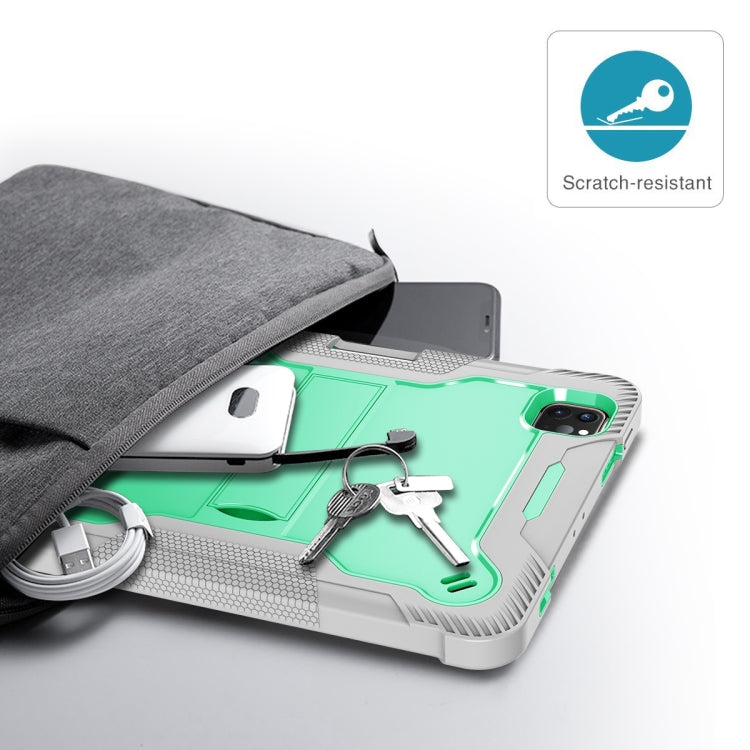 For iPad Pro 11 inch 2020 Silicone PC Shockproof Tablet Case with Holder (Gray + Green) - iPad Pro 11 (2020) Cases by buy2fix | Online Shopping UK | buy2fix