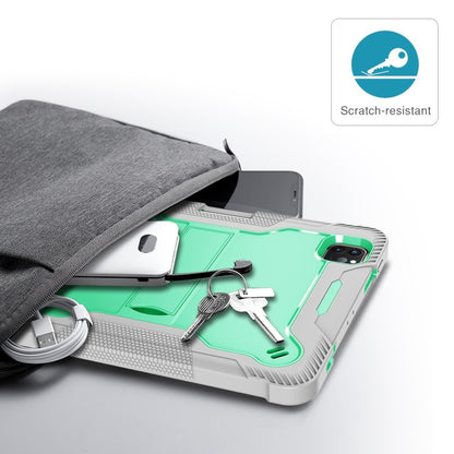 For iPad Pro 11 inch 2020 Silicone PC Shockproof Tablet Case with Holder (Gray + Green) - iPad Pro 11 (2020) Cases by buy2fix | Online Shopping UK | buy2fix