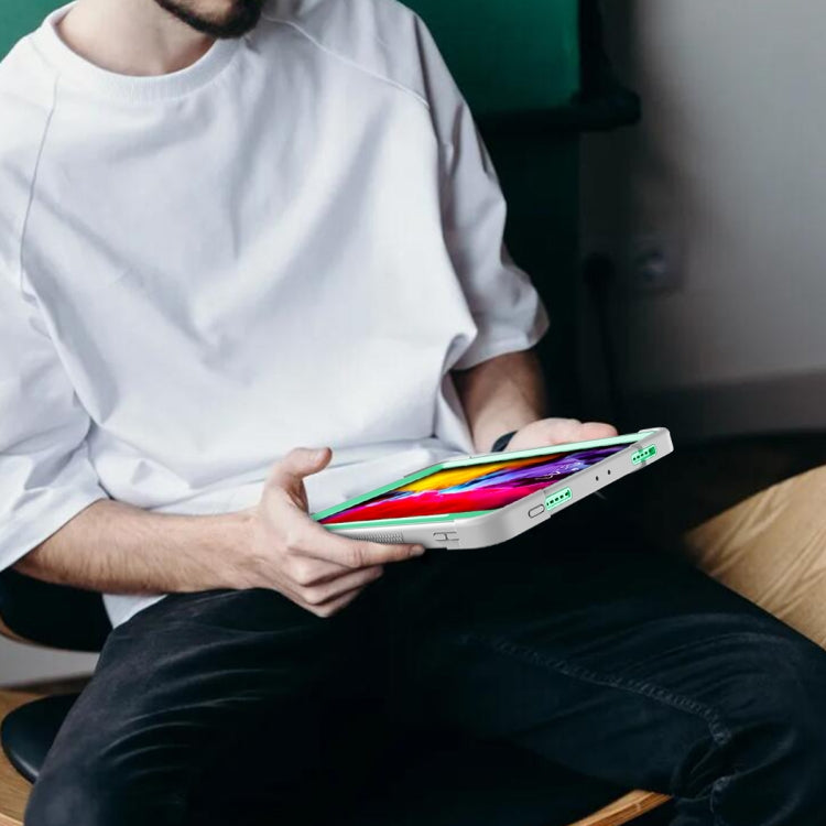For iPad Pro 11 inch 2020 Silicone PC Shockproof Tablet Case with Holder (Gray + Green) - iPad Pro 11 (2020) Cases by buy2fix | Online Shopping UK | buy2fix