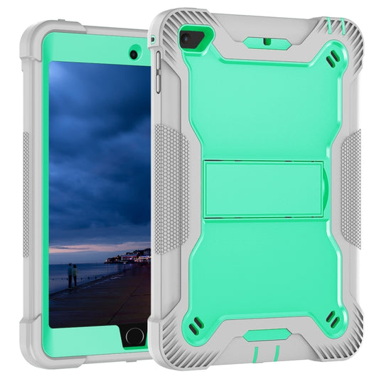 Silicone + PC Shockproof Protective Case with Holder For iPad mini (2019) / mini 4(Gray + Green) - iPad mini (2019) / mini 5 Cases by buy2fix | Online Shopping UK | buy2fix
