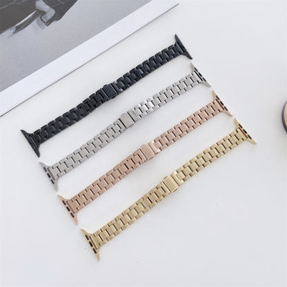 Three-beads Steel Watch Band For Apple Watch Ultra 49mm&Watch Ultra 2 49mm / Series 9&8&7 45mm / SE 3&SE 2&6&SE&5&4 44mm / 3&2&1 42mm (Silver+Rose Gold) - Watch Bands by buy2fix | Online Shopping UK | buy2fix