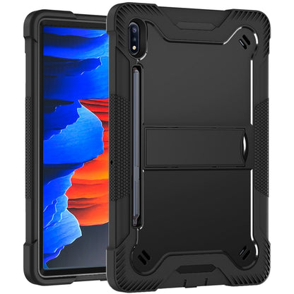 For Samsung Galaxy Tab S8 / Galaxy Tab S7 Silicone + PC Shockproof Protective Case with Holder(Black) by buy2fix