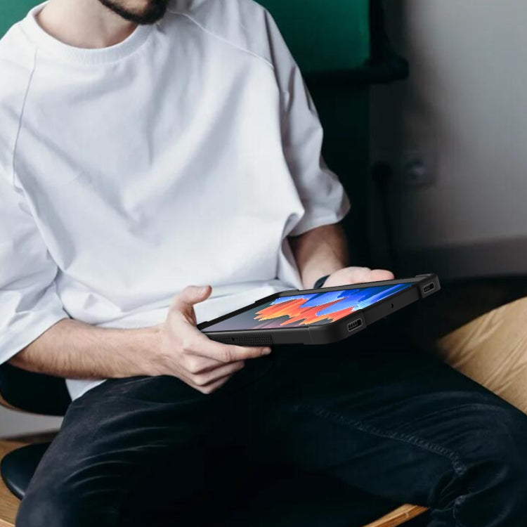 For Samsung Galaxy Tab S8 / Galaxy Tab S7 Silicone + PC Shockproof Protective Case with Holder(Black) by buy2fix