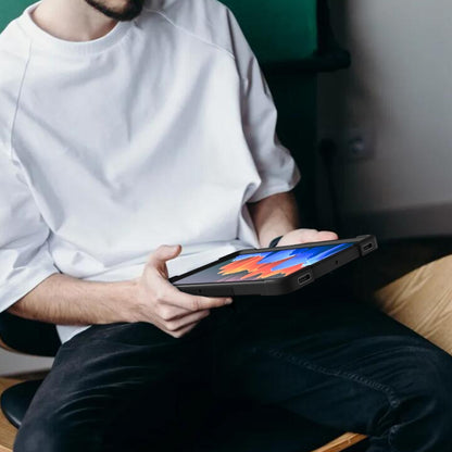 For Samsung Galaxy Tab S8 / Galaxy Tab S7 Silicone + PC Shockproof Protective Case with Holder(Black) by buy2fix