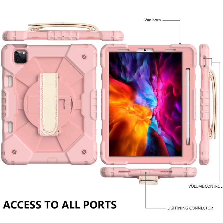 For iPad Pro 11 2022 / 2021 / 2020 / 2018 / Air 2020 10.9 Contrast Color Robot Shockproof Silicone PC Tablet Case with Holder & Shoulder Strap(Rose Gold) - iPad Pro 11 (2022/2021) Cases by buy2fix | Online Shopping UK | buy2fix