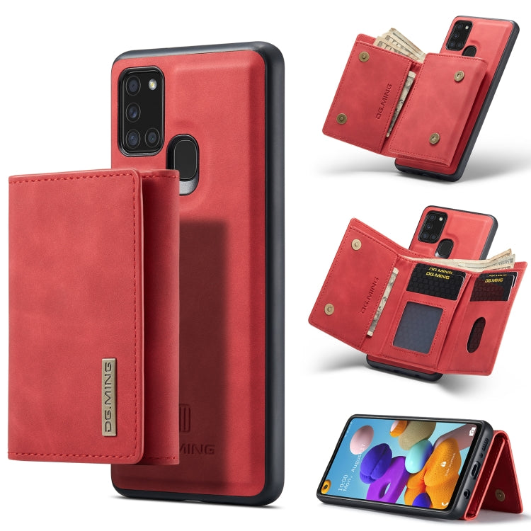 For Samsung Galaxy A21s DG.MING M1 Series 3-Fold Multi Card Wallet  Back Cover Shockproof Case with Holder Function(Red) - Galaxy Phone Cases by DG.MING | Online Shopping UK | buy2fix