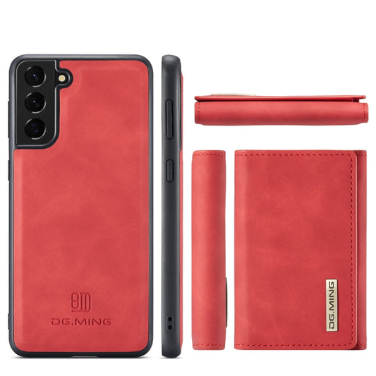 For Samsung Galaxy S21 DG.MING M1 Series 3-Fold Multi Card Wallet Back Cover Shockproof Case with Holder Function(Red) by DG.MING