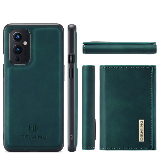 For OnePlus 9 (EU/NA) DG.MING M1 Series 3-Fold Multi Card Wallet Back Cover Shockproof Case with Holder Function(Green) by DG.MING