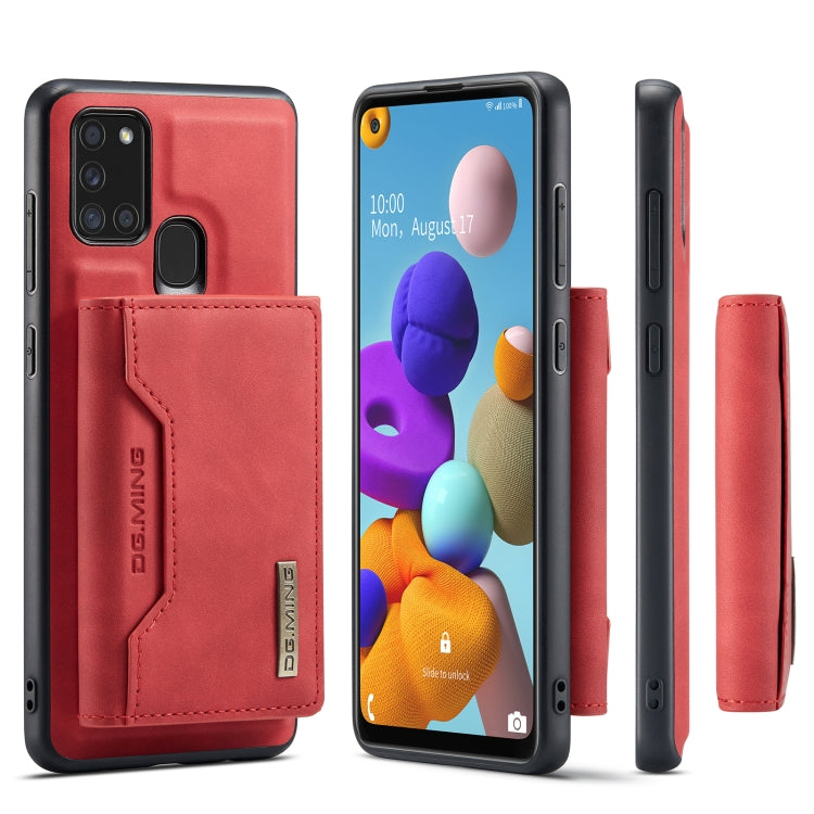 For Samsung Galaxy A21s DG.MING M2 Series 3-Fold Multi Card Bag Back Cover Shockproof Case with Wallet & Holder Function(Red) - Galaxy Phone Cases by DG.MING | Online Shopping UK | buy2fix