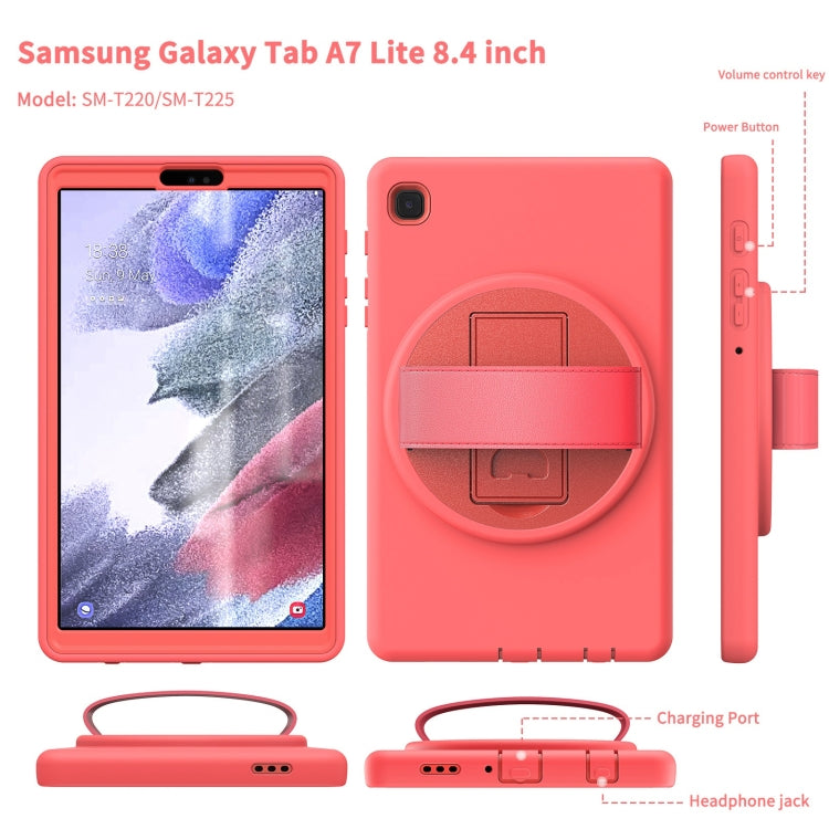 For Samsung Galaxy Tab A7 Lite 8.7 T220 360 Degree Rotation PC + TPU Protective Case with Holder & Hand-strap & Pen Slot(Pink) - Tab A7 Lite T220 / T225 by buy2fix | Online Shopping UK | buy2fix