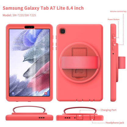 For Samsung Galaxy Tab A7 Lite 8.7 T220 360 Degree Rotation PC + TPU Protective Case with Holder & Hand-strap & Pen Slot(Pink) - Tab A7 Lite T220 / T225 by buy2fix | Online Shopping UK | buy2fix