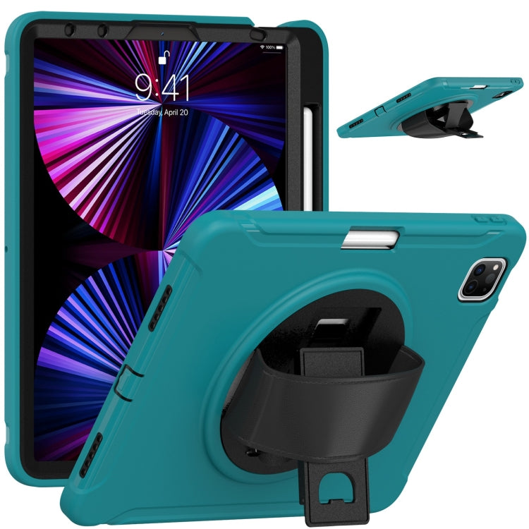 For iPad Pro 11 2022 / 2021 / 2020 / 2018 360 Degree Rotation PC + TPU Protective Tablet Case with Holder & Hand-strap & Pen Slot(Blue) - iPad Pro 11 (2022/2021) Cases by buy2fix | Online Shopping UK | buy2fix