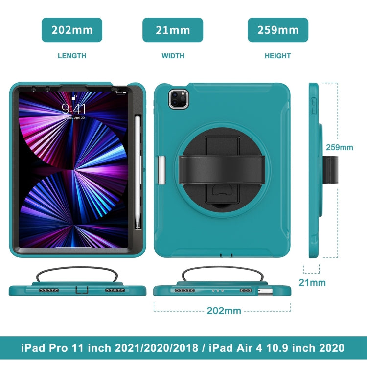 For iPad Pro 11 2022 / 2021 / 2020 / 2018 360 Degree Rotation PC + TPU Protective Tablet Case with Holder & Hand-strap & Pen Slot(Blue) - iPad Pro 11 (2022/2021) Cases by buy2fix | Online Shopping UK | buy2fix