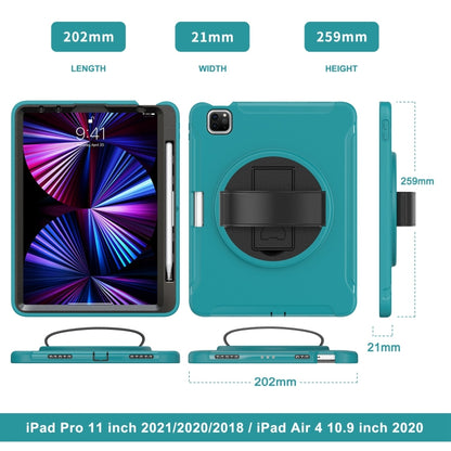 For iPad Pro 11 2022 / 2021 / 2020 / 2018 360 Degree Rotation PC + TPU Protective Tablet Case with Holder & Hand-strap & Pen Slot(Blue) - iPad Pro 11 (2022/2021) Cases by buy2fix | Online Shopping UK | buy2fix