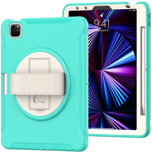 For iPad Pro 11 2022 / 2021 / 2020 / 2018 360 Degree Rotation PC + TPU Protective Tablet Case with Holder & Hand-strap & Pen Slot(Mint Green) - iPad Pro 11 (2022/2021) Cases by buy2fix | Online Shopping UK | buy2fix