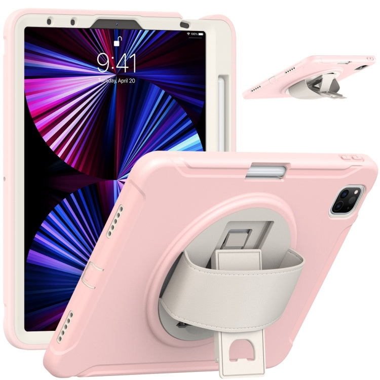 For iPad Pro 11 2022 / 2021 / 2020 / 2018 360 Degree Rotation PC + TPU Protective Tablet Case with Holder & Hand-strap & Pen Slot(Cherry Blossoms Pink) - iPad Pro 11 (2022/2021) Cases by buy2fix | Online Shopping UK | buy2fix