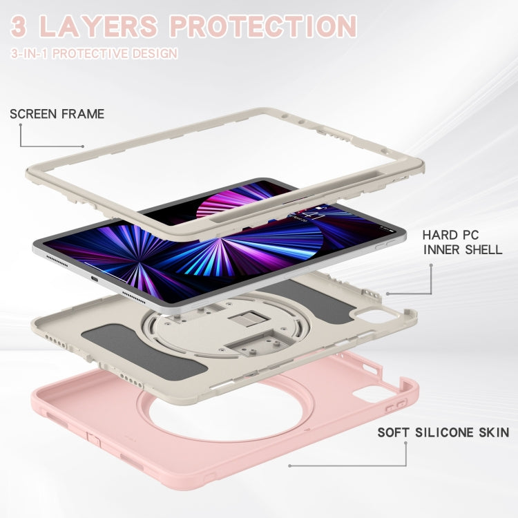 For iPad Pro 11 2022 / 2021 / 2020 / 2018 360 Degree Rotation PC + TPU Protective Tablet Case with Holder & Hand-strap & Pen Slot(Cherry Blossoms Pink) - iPad Pro 11 (2022/2021) Cases by buy2fix | Online Shopping UK | buy2fix