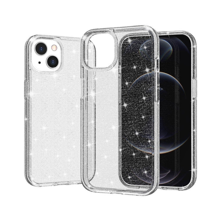 For iPhone 13 mini Shockproof Terminator Style Glitter Powder Protective Case (White) - iPhone 13 mini Cases by buy2fix | Online Shopping UK | buy2fix