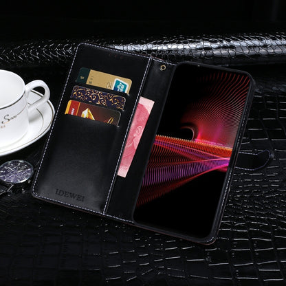 For Sony Xperia 5 III idewei Crocodile Texture Horizontal Flip Leather Case with Holder & Card Slots & Wallet(Dark Blue) - Sony Cases by idewei | Online Shopping UK | buy2fix