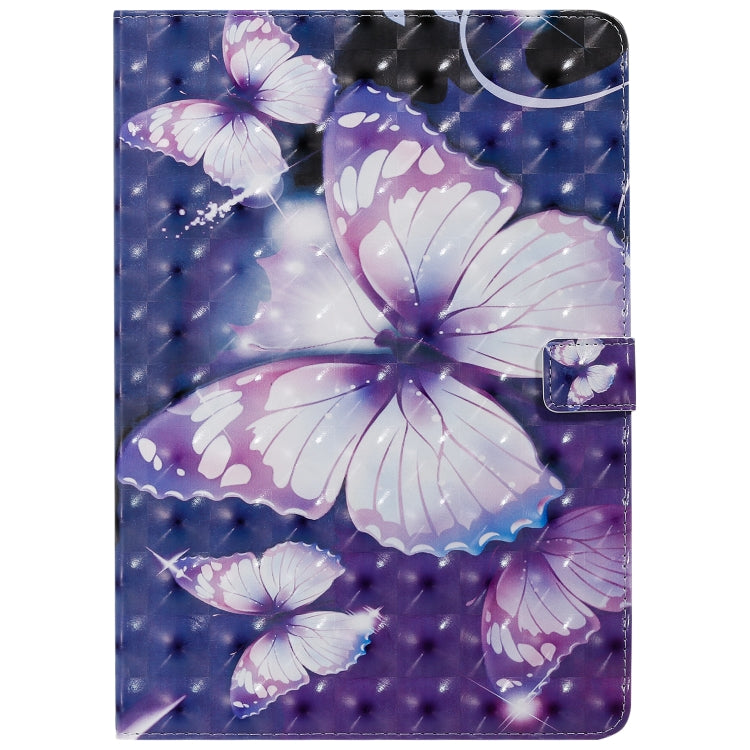 For iPad 10.2 / Pro 10.5 / Air 2019 3D Colored Drawing Horizontal Flip Leather Case with Holder & Card Slots & Wallet & Sleep / Wake-up Function(Purple Butterfly) - iPad Air (2019) Cases by buy2fix | Online Shopping UK | buy2fix