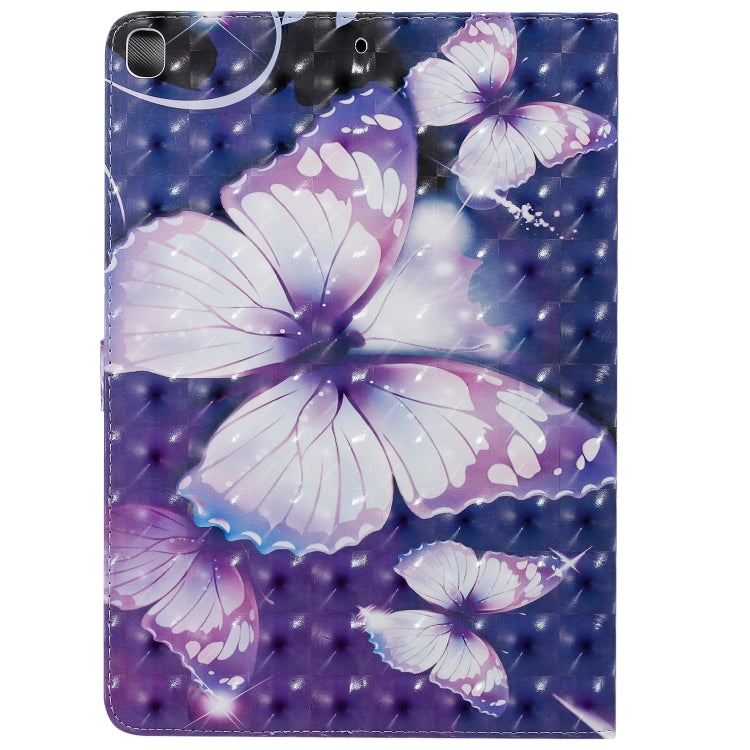For iPad 10.2 / Pro 10.5 / Air 2019 3D Colored Drawing Horizontal Flip Leather Case with Holder & Card Slots & Wallet & Sleep / Wake-up Function(Purple Butterfly) - iPad Air (2019) Cases by buy2fix | Online Shopping UK | buy2fix
