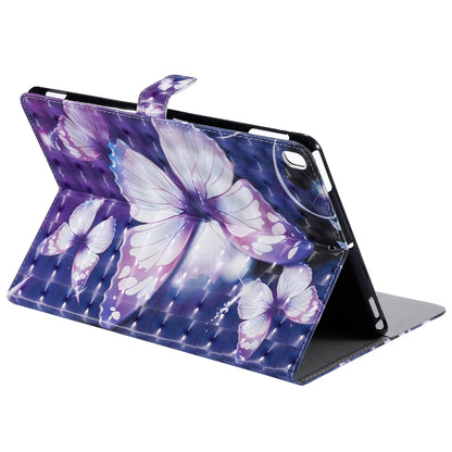 For iPad 10.2 / Pro 10.5 / Air 2019 3D Colored Drawing Horizontal Flip Leather Case with Holder & Card Slots & Wallet & Sleep / Wake-up Function(Purple Butterfly) - iPad Air (2019) Cases by buy2fix | Online Shopping UK | buy2fix
