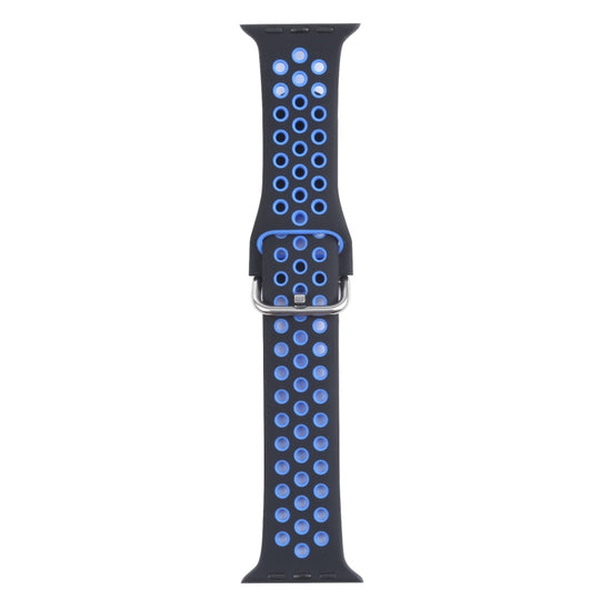 Metal Buckle Silicone Watch Band For Apple Watch Ultra 49mm&Watch Ultra 2 49mm / Series 9&8&7 45mm / SE 3&SE 2&6&SE&5&4 44mm / 3&2&1 42mm(Black+Blue)