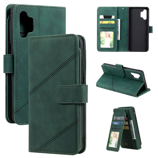 For Samsung Galaxy A32 4G Skin Feel Business Horizontal Flip PU Leather Case with Holder & Multi-Card Slots & Wallet & Lanyard & Photo Frame(Green)