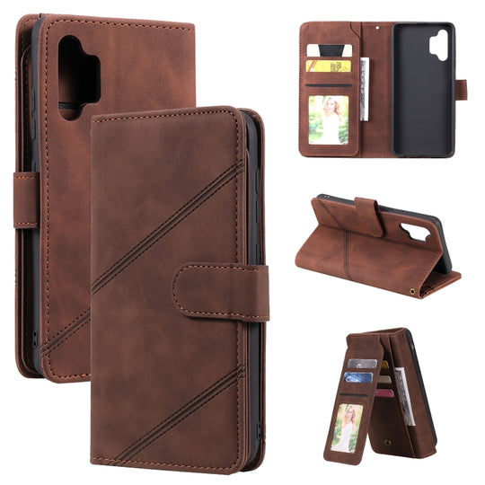 For Samsung Galaxy A32 4G Skin Feel Business Horizontal Flip PU Leather Case with Holder & Multi-Card Slots & Wallet & Lanyard & Photo Frame(Brown)