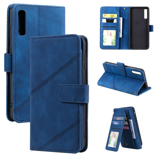 For Samsung Galaxy A50 Skin Feel Business Horizontal Flip PU Leather Case with Holder & Multi-Card Slots & Wallet & Lanyard & Photo Frame(Blue)