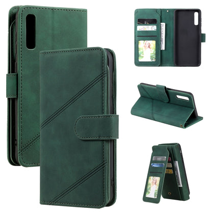For Samsung Galaxy A50 Skin Feel Business Horizontal Flip PU Leather Case with Holder & Multi-Card Slots & Wallet & Lanyard & Photo Frame(Green) by buy2fix