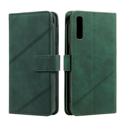 For Samsung Galaxy A50 Skin Feel Business Horizontal Flip PU Leather Case with Holder & Multi-Card Slots & Wallet & Lanyard & Photo Frame(Green) by buy2fix