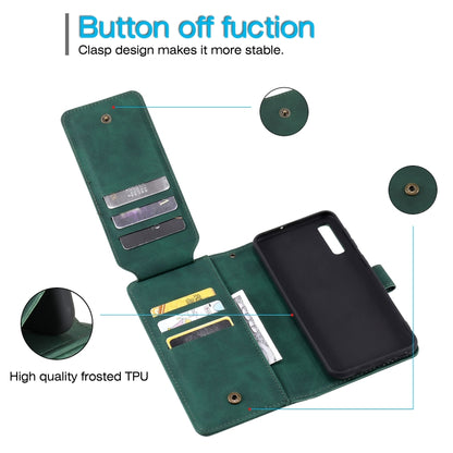 For Samsung Galaxy A50 Skin Feel Business Horizontal Flip PU Leather Case with Holder & Multi-Card Slots & Wallet & Lanyard & Photo Frame(Green) by buy2fix