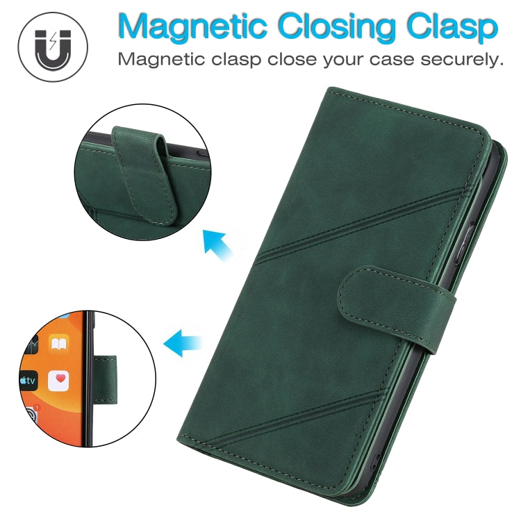 For Samsung Galaxy A50 Skin Feel Business Horizontal Flip PU Leather Case with Holder & Multi-Card Slots & Wallet & Lanyard & Photo Frame(Green) by buy2fix